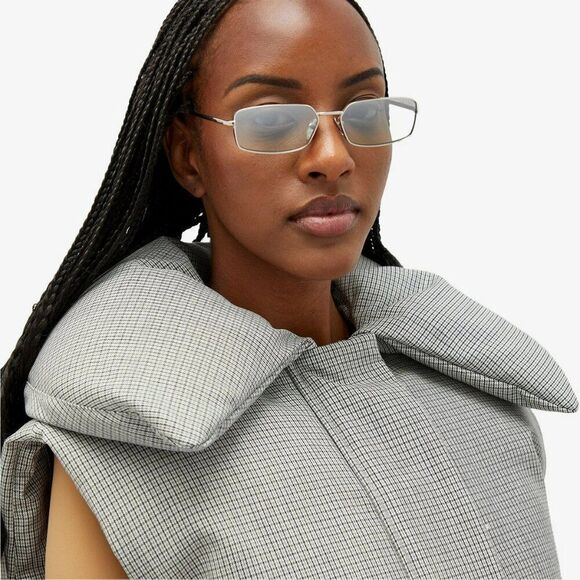 NEW Prada PRA60S 1BC80G Silver Grey Mirror Rectangle Unisex Sunglasses 0PR A60S - Picture 4 of 12